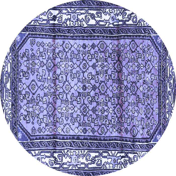 Round Machine Washable Persian Blue Traditional Rug, wshtr3030blu