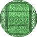 Round Persian Emerald Green Traditional Rug, tr3030emgrn