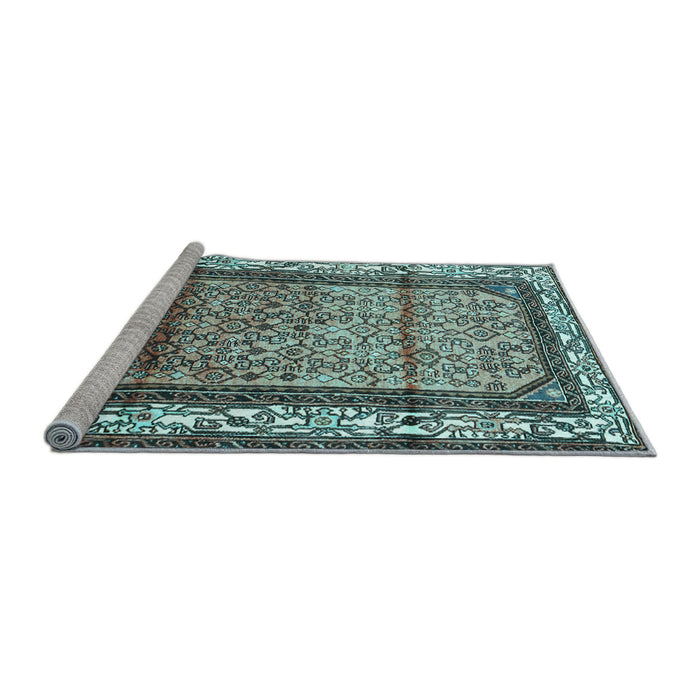 Sideview of Machine Washable Persian Light Blue Traditional Rug, wshtr3030lblu