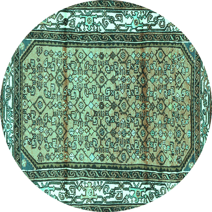 Round Persian Turquoise Traditional Rug, tr3030turq