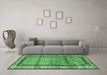 Machine Washable Persian Emerald Green Traditional Area Rugs in a Living Room,, wshtr3030emgrn