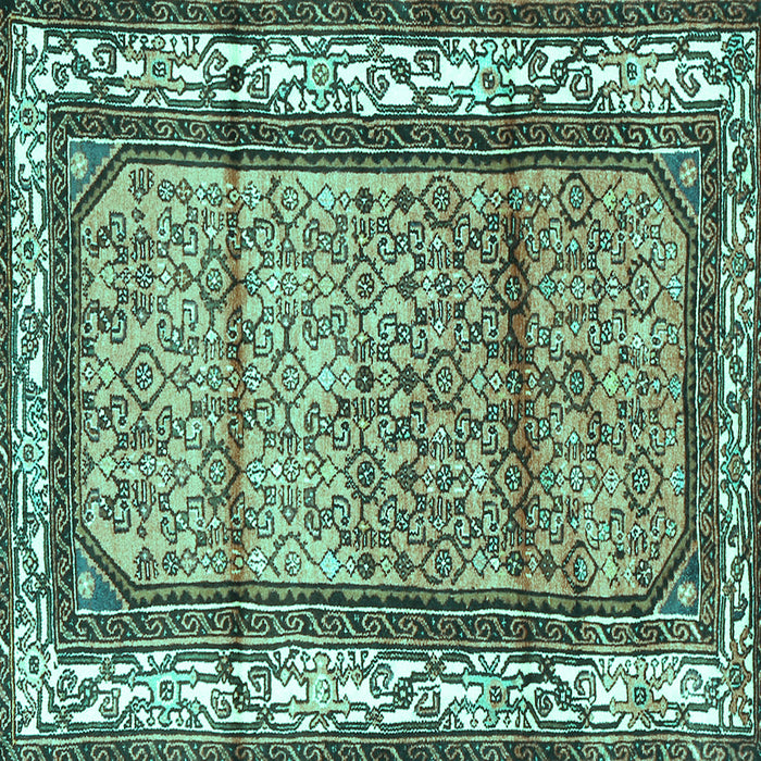 Square Machine Washable Persian Turquoise Traditional Area Rugs, wshtr3030turq