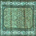 Square Machine Washable Persian Turquoise Traditional Area Rugs, wshtr3030turq