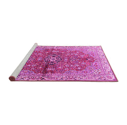Sideview of Machine Washable Persian Pink Traditional Rug, wshtr3031pnk
