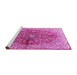 Sideview of Machine Washable Persian Pink Traditional Rug, wshtr3031pnk