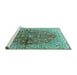 Sideview of Machine Washable Persian Turquoise Traditional Area Rugs, wshtr3031turq