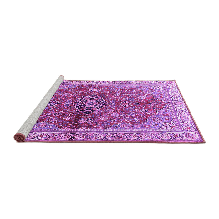 Sideview of Machine Washable Persian Purple Traditional Area Rugs, wshtr3031pur