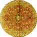 Round Machine Washable Persian Yellow Traditional Rug, wshtr3031yw