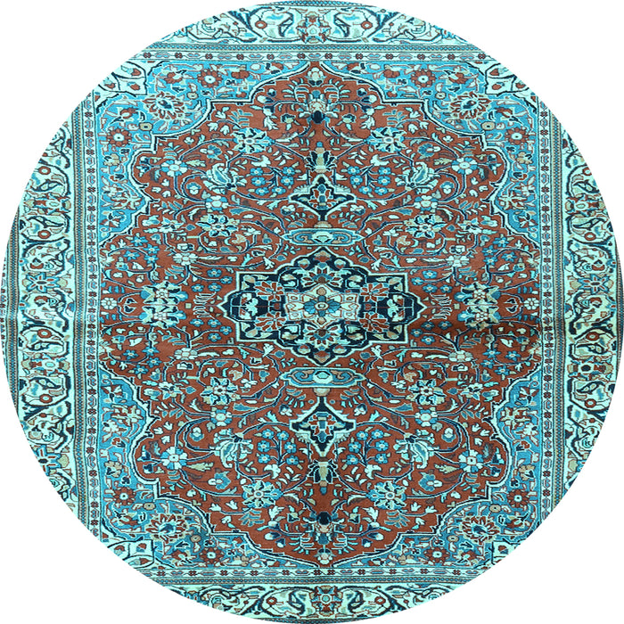 Round Machine Washable Persian Light Blue Traditional Rug, wshtr3031lblu