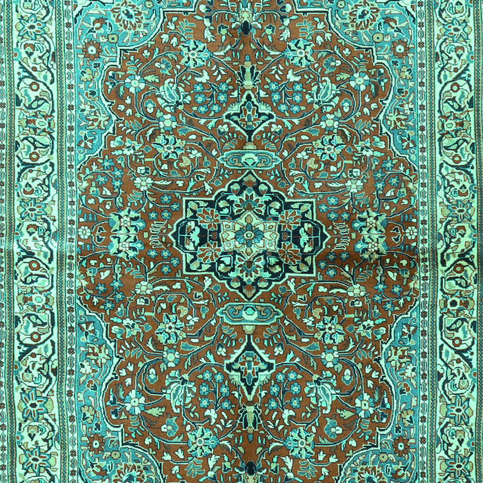Machine Washable Persian Turquoise Traditional Area Rugs, wshtr3031turq