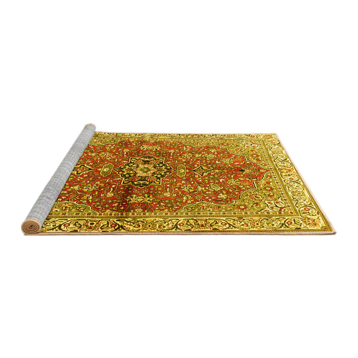 Sideview of Machine Washable Persian Yellow Traditional Rug, wshtr3031yw