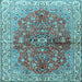 Square Machine Washable Persian Light Blue Traditional Rug, wshtr3031lblu