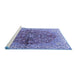 Sideview of Machine Washable Persian Blue Traditional Rug, wshtr3031blu