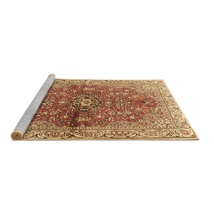 Sideview of Machine Washable Persian Brown Traditional Rug, wshtr3031brn