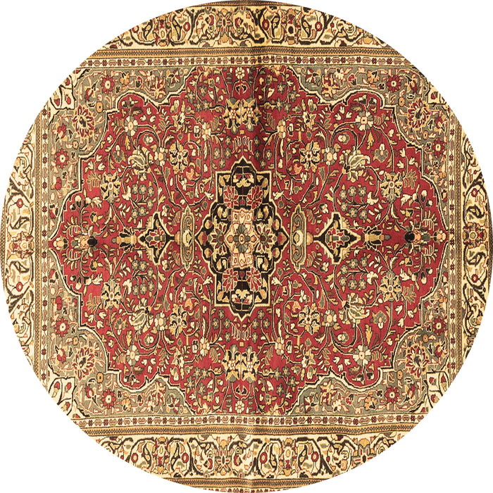 Round Persian Brown Traditional Rug, tr3031brn