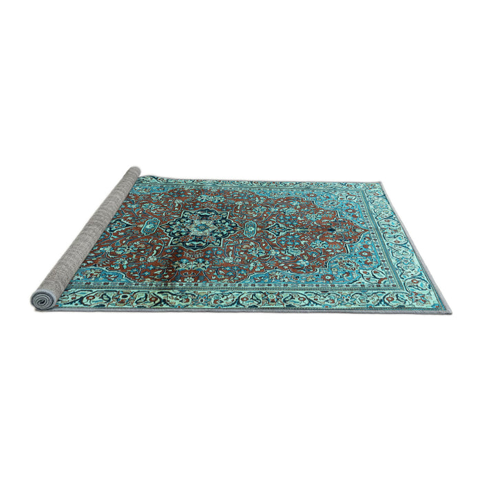 Sideview of Machine Washable Persian Light Blue Traditional Rug, wshtr3031lblu