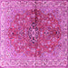 Square Machine Washable Persian Pink Traditional Rug, wshtr3031pnk