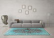 Machine Washable Persian Light Blue Traditional Rug in a Living Room, wshtr3031lblu