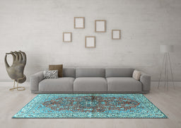 Machine Washable Persian Light Blue Traditional Rug in a Living Room, wshtr3031lblu