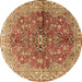 Round Machine Washable Persian Brown Traditional Rug, wshtr3031brn