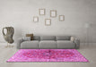 Machine Washable Persian Pink Traditional Rug in a Living Room, wshtr3031pnk