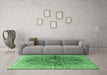 Machine Washable Persian Emerald Green Traditional Area Rugs in a Living Room,, wshtr3031emgrn