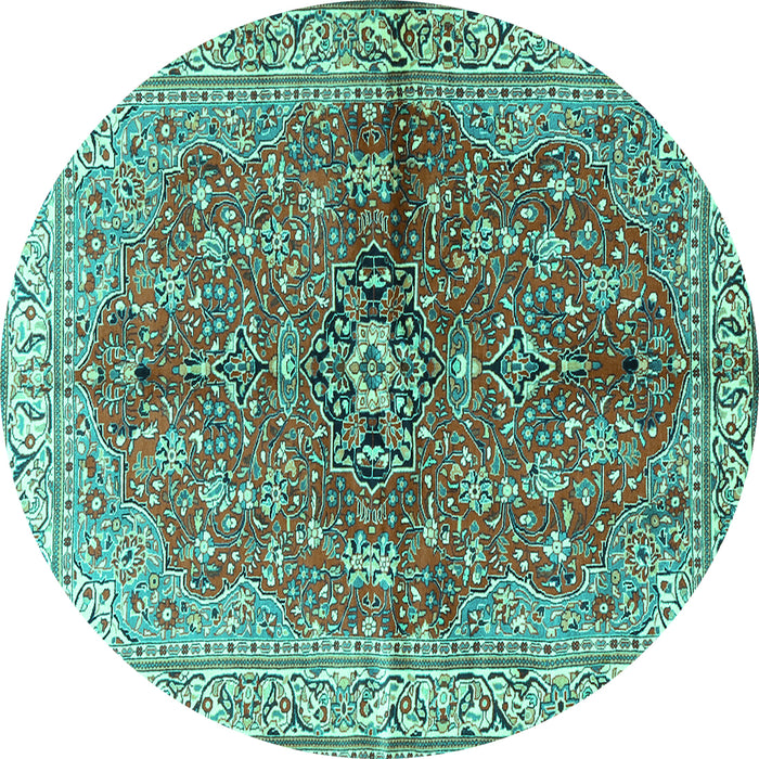 Round Persian Turquoise Traditional Rug, tr3031turq