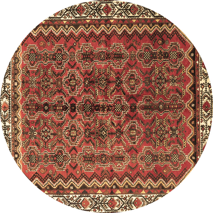 Round Persian Brown Traditional Rug, tr3032brn