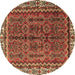 Round Persian Brown Traditional Rug, tr3032brn