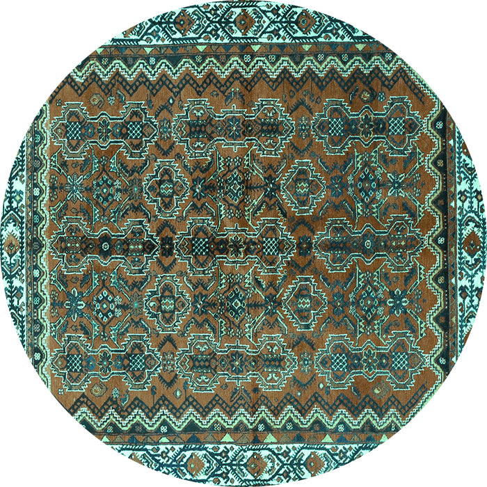 Round Persian Turquoise Traditional Rug, tr3032turq