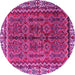 Round Machine Washable Persian Pink Traditional Rug, wshtr3032pnk