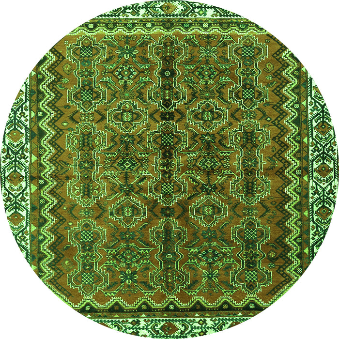 Square Persian Green Traditional Rug, tr3032grn