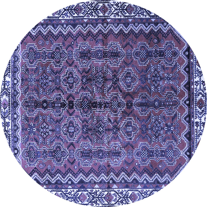 Round Machine Washable Persian Blue Traditional Rug, wshtr3032blu