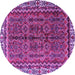 Round Machine Washable Persian Purple Traditional Area Rugs, wshtr3032pur