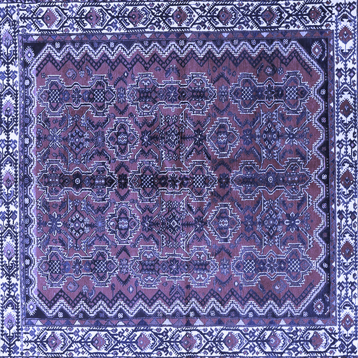 Square Machine Washable Persian Blue Traditional Rug, wshtr3032blu