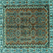 Square Machine Washable Persian Turquoise Traditional Area Rugs, wshtr3032turq