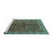 Sideview of Machine Washable Persian Turquoise Traditional Area Rugs, wshtr3032turq