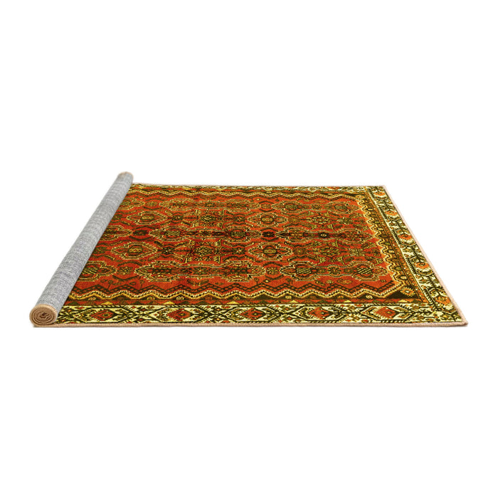 Sideview of Machine Washable Persian Yellow Traditional Rug, wshtr3032yw