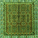 Round Machine Washable Persian Green Traditional Area Rugs, wshtr3032grn