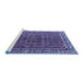 Sideview of Machine Washable Persian Blue Traditional Rug, wshtr3032blu