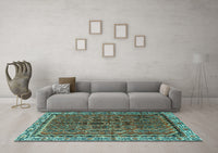 Machine Washable Persian Turquoise Traditional Rug, wshtr3032turq