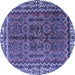 Round Persian Blue Traditional Rug, tr3032blu