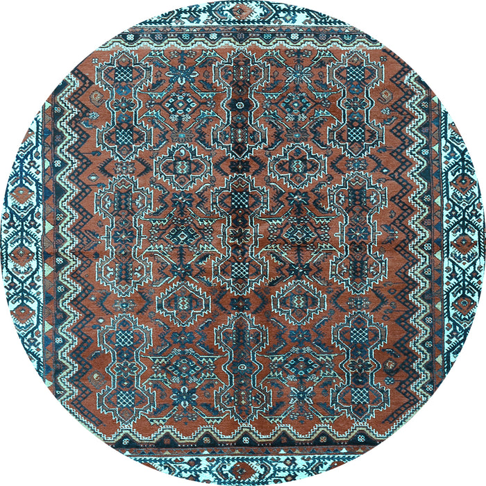 Round Machine Washable Persian Light Blue Traditional Rug, wshtr3032lblu