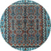 Round Machine Washable Persian Light Blue Traditional Rug, wshtr3032lblu