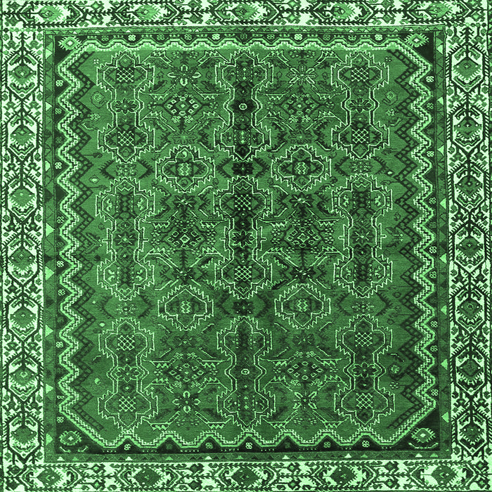 Square Persian Emerald Green Traditional Rug, tr3032emgrn