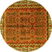 Round Machine Washable Persian Yellow Traditional Rug, wshtr3032yw