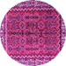 Round Persian Pink Traditional Rug, tr3032pnk