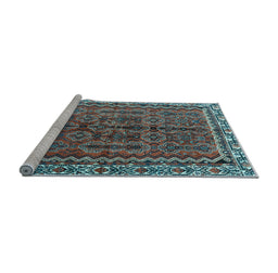 Sideview of Machine Washable Persian Light Blue Traditional Rug, wshtr3032lblu
