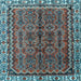 Square Machine Washable Persian Light Blue Traditional Rug, wshtr3032lblu