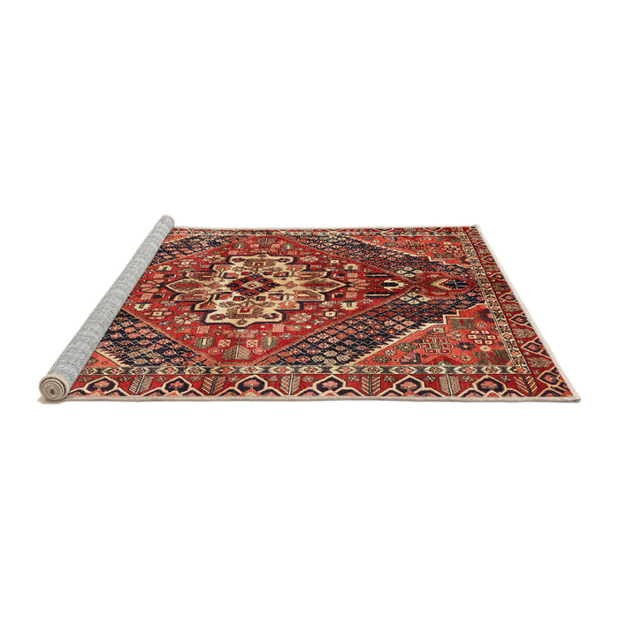 Sideview of Machine Washable Traditional Sunrise Orange Rug, wshtr3033